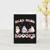 レトロGroovyもっとの本の幽霊ブグールおもしろい カード (黄色い花)