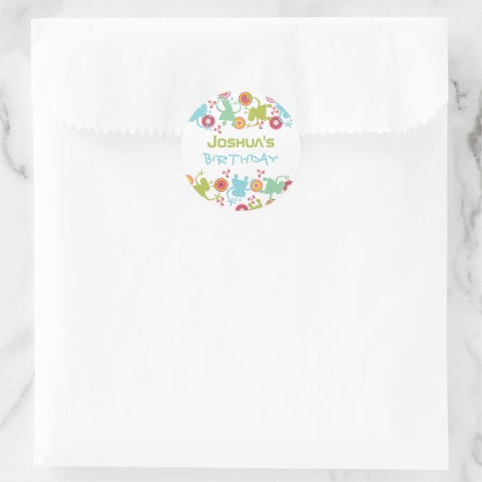 レトロGroovyエイリアン子供の誕生日ラベルシール ラウンドシール (バッグ)