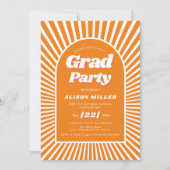 レトロgroovyオレンジ色のサンレイ70s卒業 招待状 (正面)