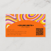 レトロGroovyオレンジQRコード70 サイケデリックs 名刺 (裏面)