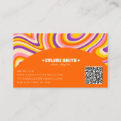 レトロGroovyオレンジQRコード70 サイケデリックs 名刺 (裏面)