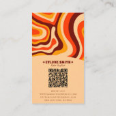 レトロGroovyオレンジQRコード70sボホ抽象芸術 名刺 (裏面)