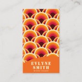 レトロGroovyオレンジQRコード70s Boho ユニーク 名刺 (正面)