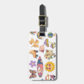 レトロGroovyカスタマイズ図解入りの、写真付きの可能な荷物タグ ラゲッジタグ (正面縦)