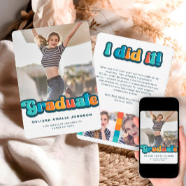 レトロgroovyカラー3 photo卒業発表 招待状