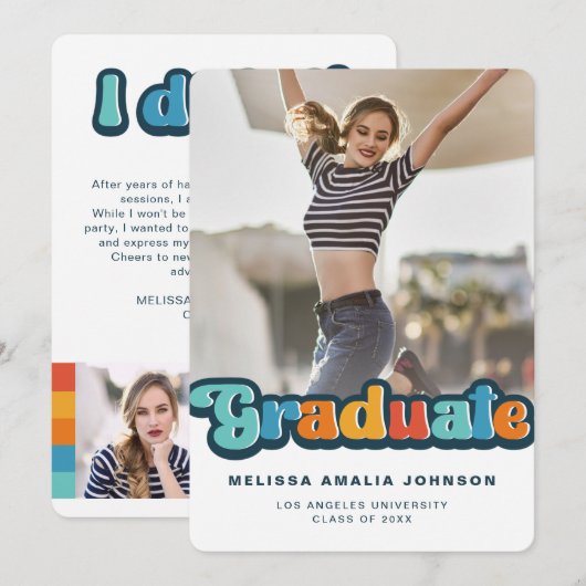 レトロgroovyカラー3 photo卒業発表 招待状 (正面/裏面)