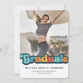 レトロgroovyカラー3 photo卒業発表 招待状 (正面)