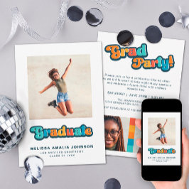 レトロgroovyカラー3 photo Gradパーティー非公式 招待状