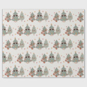 レトロGroovyクリスマスツリーヒッピーパーティー ラッピングペーパー (フラット)