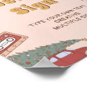 レトロGroovyクリスマスバースデーパーティーテーブルの署名 ポスター (角)