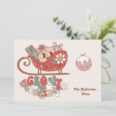 レトロGroovyクリスマスフォトホリデーカード シーズンカード (スタンド正面)