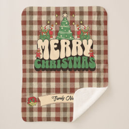 レトロGroovyクリスマスプレッドファミリー名 シェルパブランケット