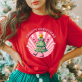レトロGroovyクリスマス女子Tシャツ Tシャツ