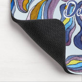 レトロGroovyグリーンブルーパープルウェーブスクリプト名 マウスパッド (コーナー)