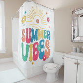 レトロGroovyサマービーブスサンフラワーハローサマーV シャワーカーテン (インサイチュ)