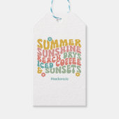 レトロGroovyサマーピンクモノグラム名タグ ギフトタグ (正面)