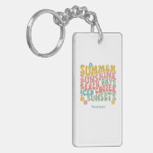 レトロGroovyサマーピンクモノグラム名荷物タグ キーホルダー (正面左)