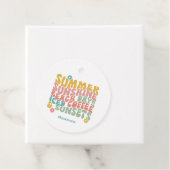 レトロGroovyサマーピンクモノグラム名荷物タグ フェイバータグ (インサイチュ)