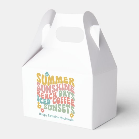 レトロGroovyサマーピンクモノグラム名荷物タグ フェイバーボックス (正面サイド)