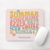 レトロGroovyサマーピンクモノグラム名荷物タグ マウスパッド (マウス)