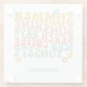 レトロGroovyサマーピンクモノグラム名 ガラスコースター (裏面)