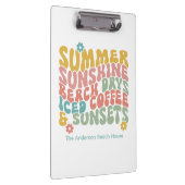 レトロGroovyサマーピンクモノグラム名 クリップボード (右)