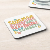 レトロGroovyサマーピンクモノグラム名 コースター (左側)