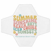 レトロGroovyサマーピンクモノグラム名 サッカーボール (フラット)