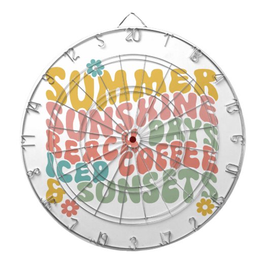 レトロGroovyサマーピンクモノグラム名 ダーツボード (正面)