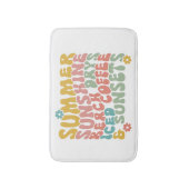 レトロGroovyサマーピンクモノグラム名 バスマット (正面縦)