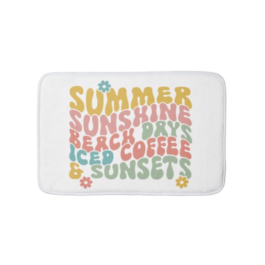 レトロGroovyサマーピンクモノグラム名 バスマット (正面)