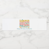 レトロGroovyサマーピンクモノグラム名 ペットボトルラベル (シングルラベル)