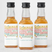 レトロGroovyサマーピンクモノグラム名 リキュールボトルラベル (ボトル)