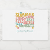 レトロGroovyサマーピンクモノグラム名 リキュールボトルラベル (シングルラベル)