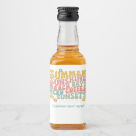 レトロGroovyサマーピンクモノグラム名 リキュールボトルラベル