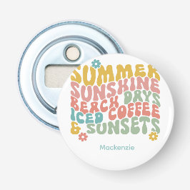 レトロGroovyサマーピンクモノグラム名 栓抜き