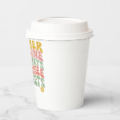 レトロGroovyサマーピンクモノグラム名 紙コップ (左)