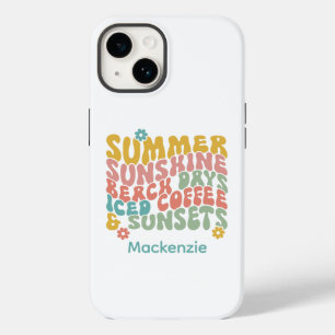 レトロGroovyサマーピンクモノグラム名 Case-Mate iPhone 14ケース