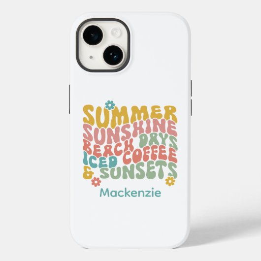 レトロGroovyサマーピンクモノグラム名 Case-Mate iPhoneケース (裏面)