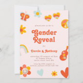 レトロGroovyジェンダーの表示招待状 招待状 (正面)