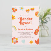 レトロGroovyジェンダーの表示招待状 招待状 (スタンド正面)