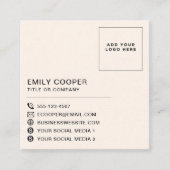 レトロGroovyチェッ市松模様にカーボードのロゴPink Orange スクエア名刺 (正面)