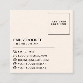 レトロGroovyチェッ市松模様にカーボードのロゴPink Orange スクエア名刺