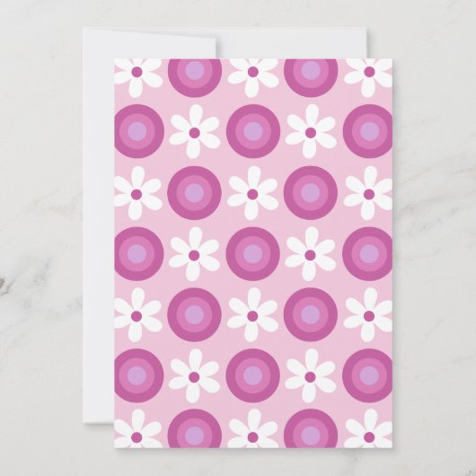 レトロGroovyデイジーはっきりしたピンク90誕生日 招待状 (裏面)