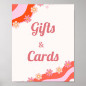 レトロGroovyデイジーフラワーギフト&カード誕生日 ポスター (正面)