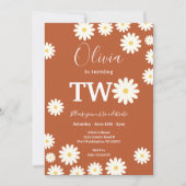 レトロGroovyデイジーフローラ2nd誕生日パーティー 招待状 (正面)