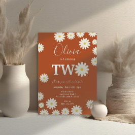 レトロGroovyデイジーフローラ2nd誕生日パーティー 招待状