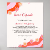 レトロGroovyデイジーベビーシャワー時間カプセルポスター ポスター (正面)