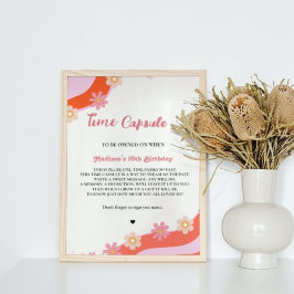 レトロGroovyデイジーベビーシャワー時間カプセルポスター ポスター