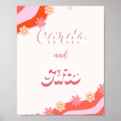 レトロgroovyハートバレンタインカード&ギフトサイン ポスター (正面)